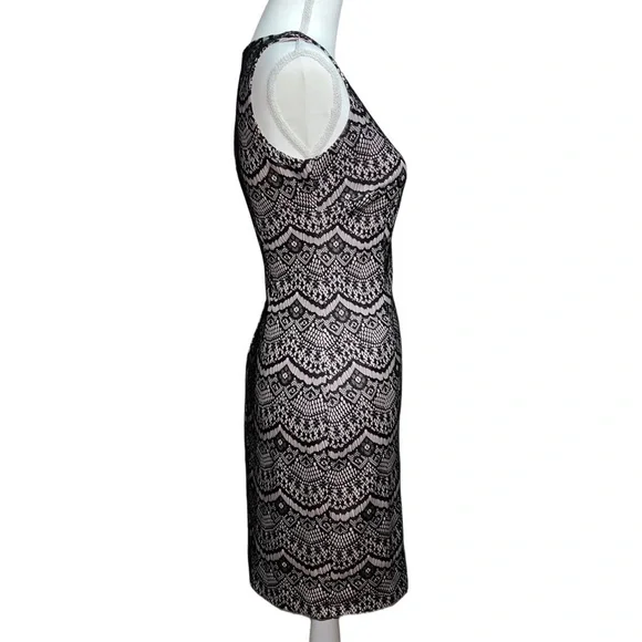 Guess Black Lace Sheath Dress Size 2
Lace Overlay on Nude Satin Zip Back - Picture 4 of 8